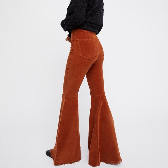Free People Pants - Free People Float on Corduroy Flare in Rust